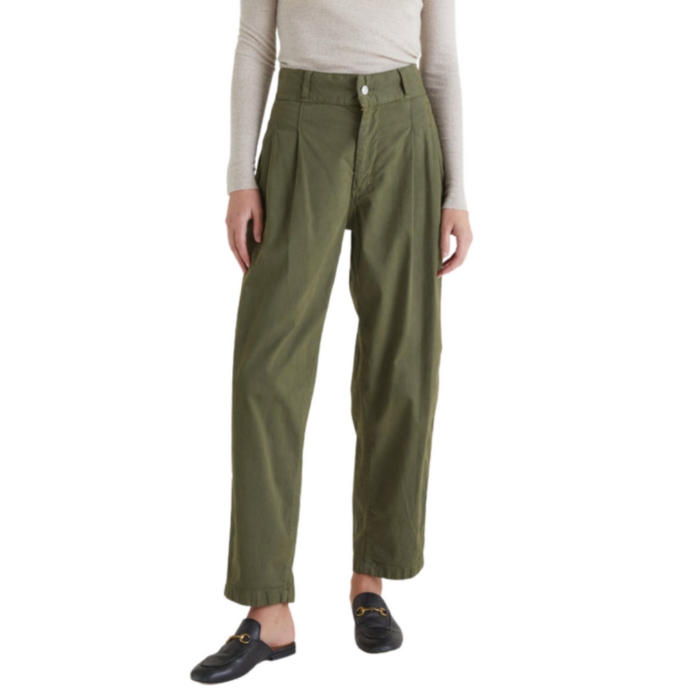 EDWIN NWT Isla High Rise Pleated Wide Leg Trouser Pant in Juniper